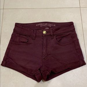 American Eagle high rise shortie jean shorts.